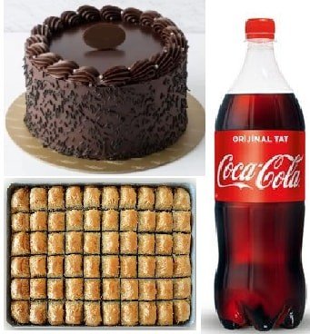 Hediye Tatlı Paketi: Çikolatalı Pasta Baklava ve Cola Seti Antalya pasta
