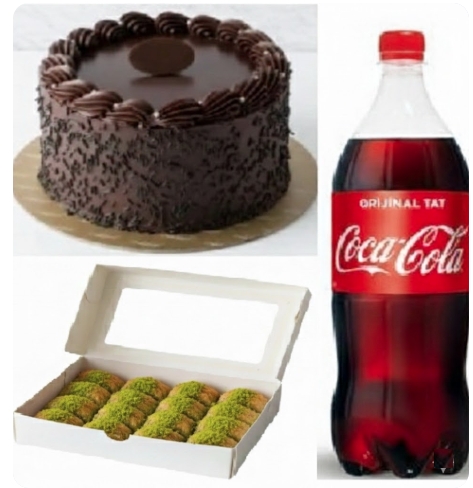 Kare Dikdörtgen Yaş Pasta + Fıstıklı Baklava 6-9 Kişilik Menü Antalya pasta